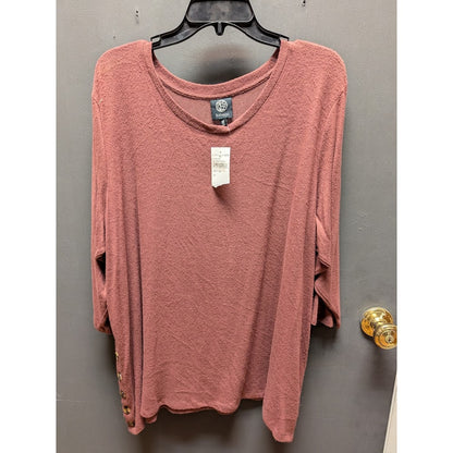 Bobeau Women's Mauve Knit Button Side Pullover Top NWT Size 3X Plus