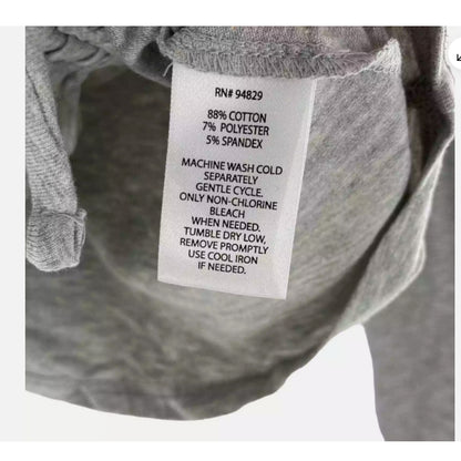 Derek Heart Ruched Drawstring Heather Gray Long Sleeve Cotton Tee LARGE NEW