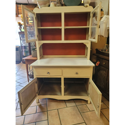 Secondhand Sandies 2 pc. Antique kitchen Hoosier porcelain top cabinet cupboard