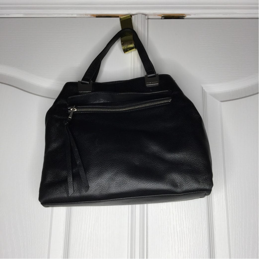Vince Camuto ROSIE Black Shoulder Top handle pebble leather purse 3 Zip snap