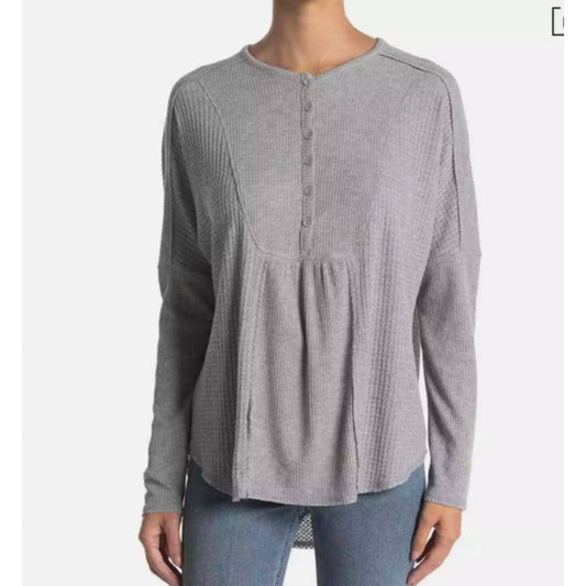 Gibsonlook High Low Heather Grey Long sleeve lightweight Top blouse eXTRA-Large