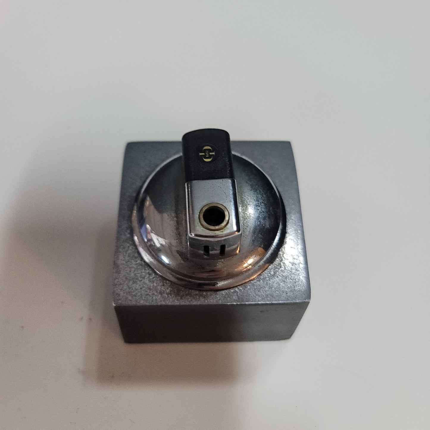 Vintage MCM black silver table Lighter MR io 1960s cube