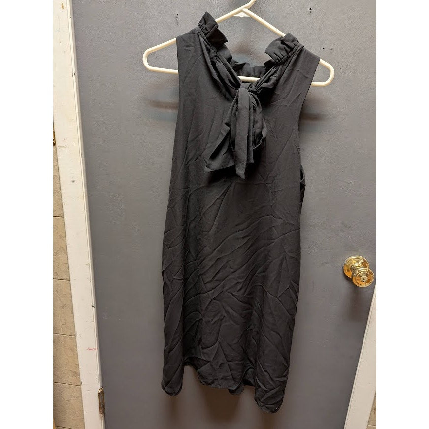 Gibson Black Dress Ruffle Neck Scarf Bow Sleeveless Size XS