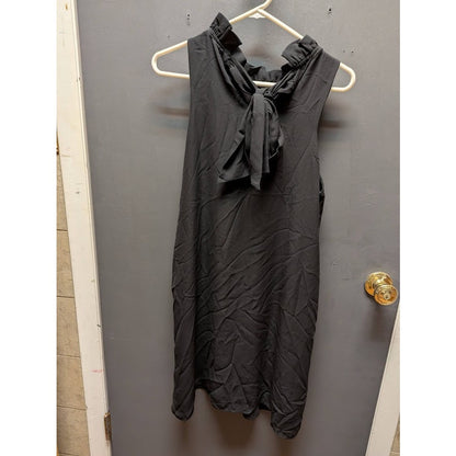 Gibson Black Dress Ruffle Neck Scarf Bow Sleeveless Size XS