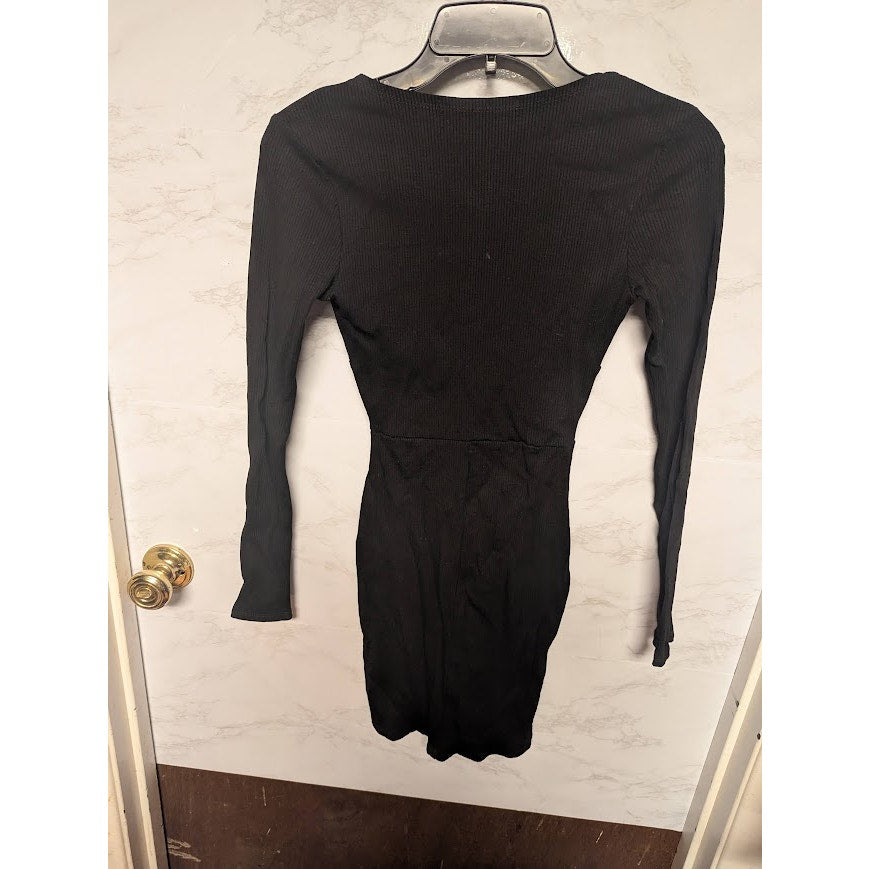 NEW Naked Wardrobe Snatched Bustier Long Sleeve Rib Body-Con Dress Size Medium