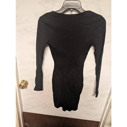 NEW Naked Wardrobe Snatched Bustier Long Sleeve Rib Body-Con Dress Size Medium