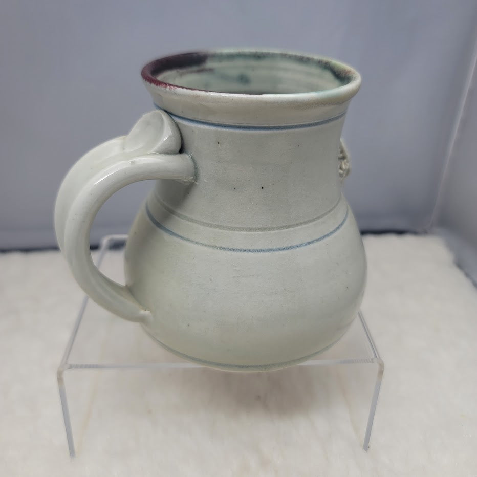 Wakulla Clay '86 Art Pottery Studio coffee tea mug blue cream Seashell