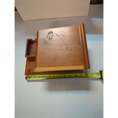 Vintage Asian Wooden Desktop Writing Slope & Organizer Vanity Box