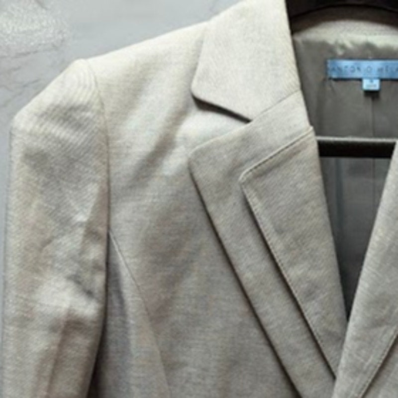 Antonio Melani Gray Linen Cotton Blazer Structured Smart Casual 6 Double Lapel