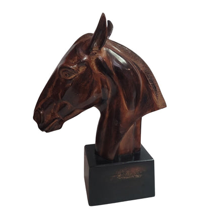 Bombay Cast Metal Solid Horse Head Sculpture Brown Black Base India Made Rare