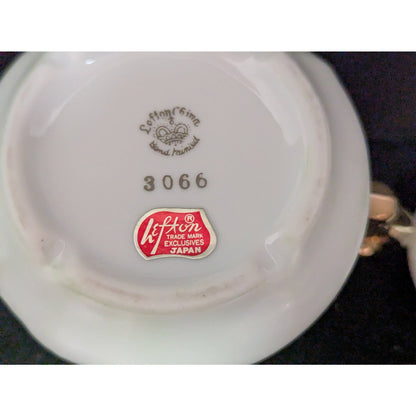 Vintage Lefton Green Rose Lidded Sugar Bowl Porcelain Gold Gilt 3066
