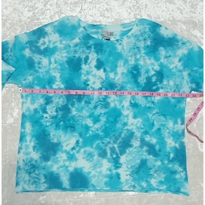 Kut From Kloth Michaela Tie-Dye SweatShirt MEDIUM long sleeve blue water crew