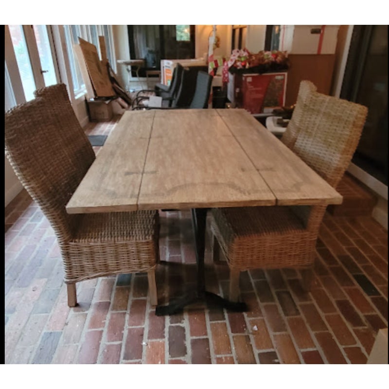Secondhand Sandies: Convertible Flip-Top Console to Dining Table Set & 4 Wicker Chairs