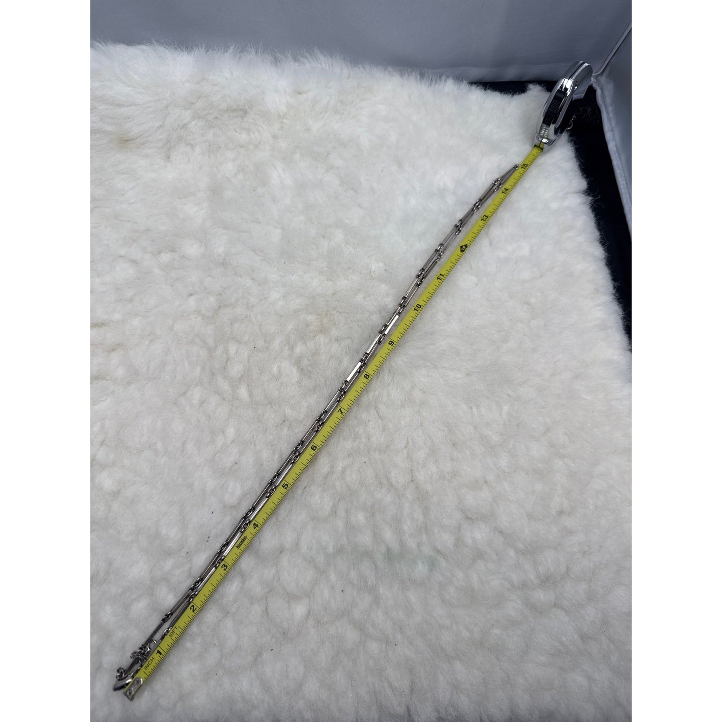 Vtg Modernist Silver Bar Link Necklace 30" Minimalist Industrial Statement Chain