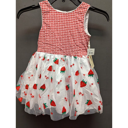 Laura Ashley London Toddler Girls Strawberry Gingham Tulle Dress NWT Size 3T