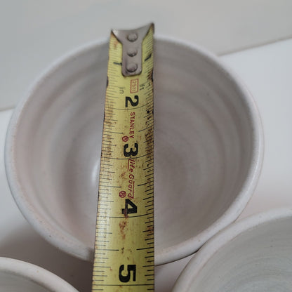 Lot of 3 handmade art pottery studio tea bowls Earthtones brown white sand Clay