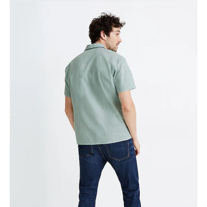 Madewell Linen-Cotton Easy Camp Shirt Sage mist Size Small Pocket Button Up NEW