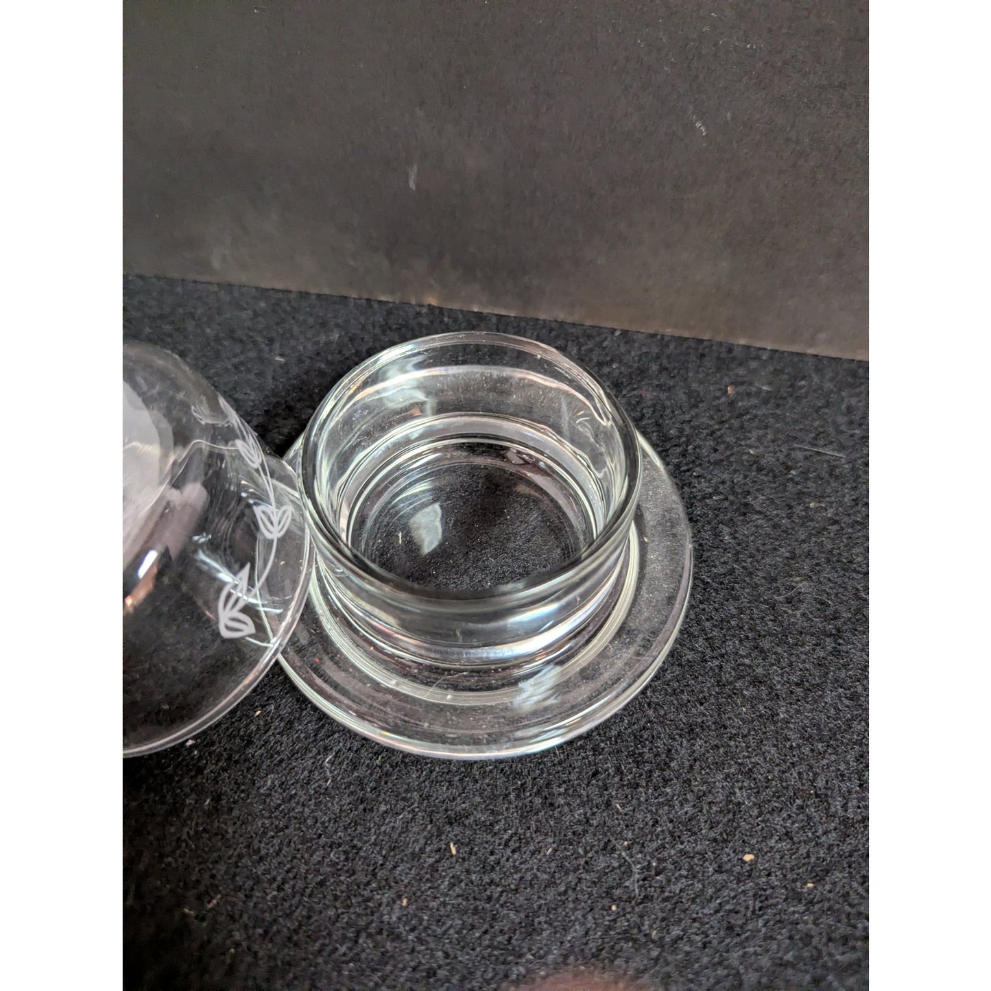Vintage Etched Glass Mini Cheese/Butter Dome with Underplate