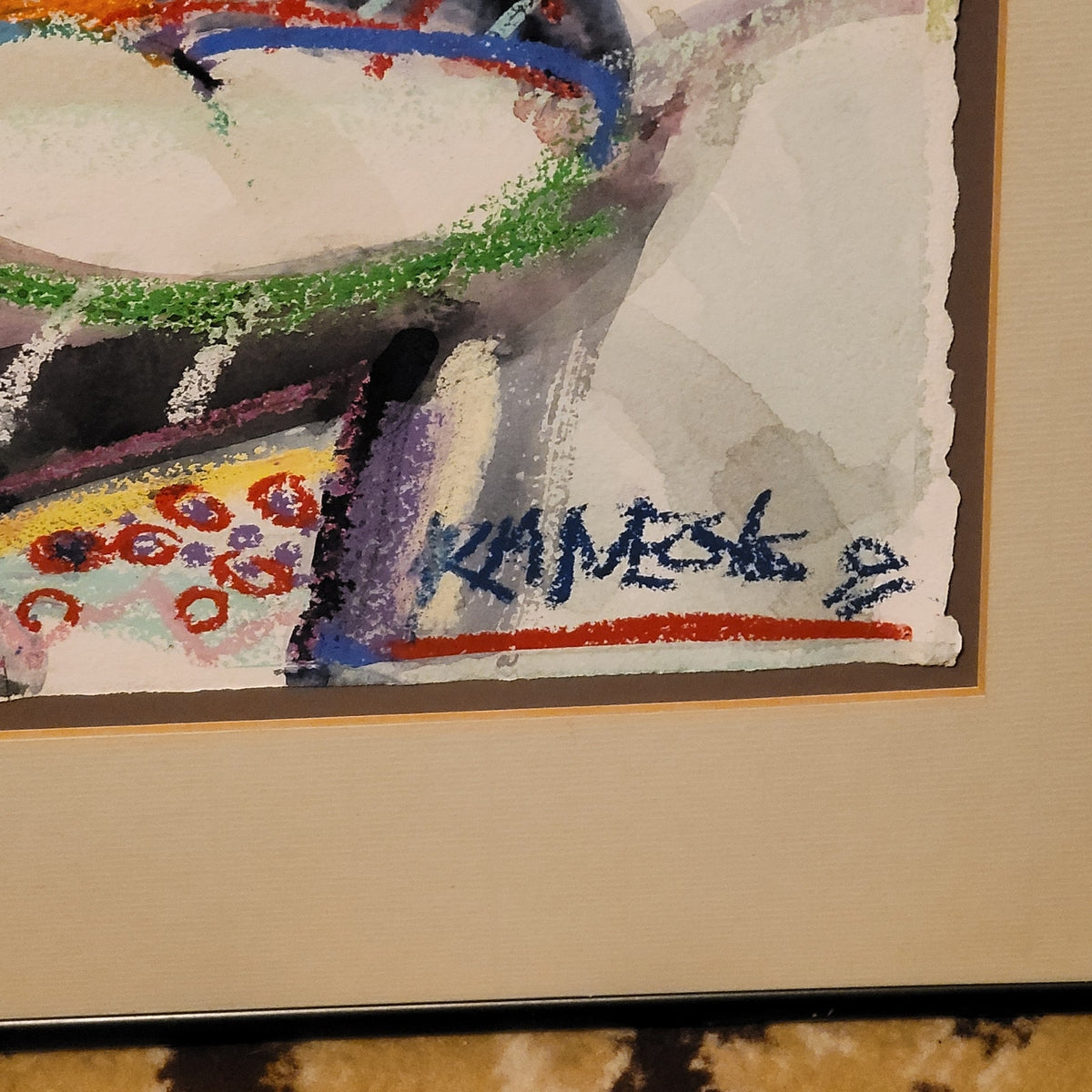 Mark Vranesh Original Abstract '91 Neo-Brutalist Face 30" x 22 Fusion Watercolor
