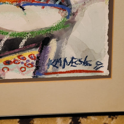 Mark Vranesh Original Abstract '91 Neo-Brutalist Face 30" x 22 Fusion Watercolor