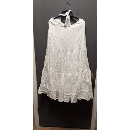 Billy J White Cotton Halter Neck Tiered Midi Dress 8