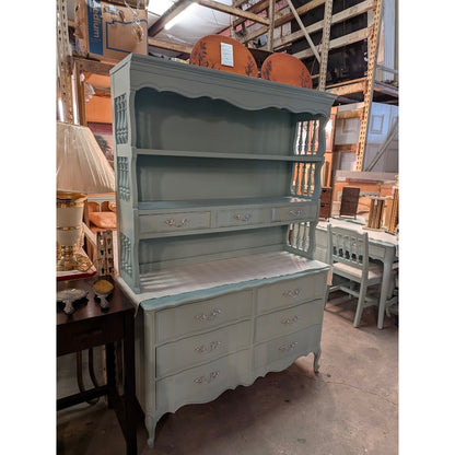 SECONDHAND SANDIES: Blue French Provencial Long Dresser w/ hutch Bookshelf