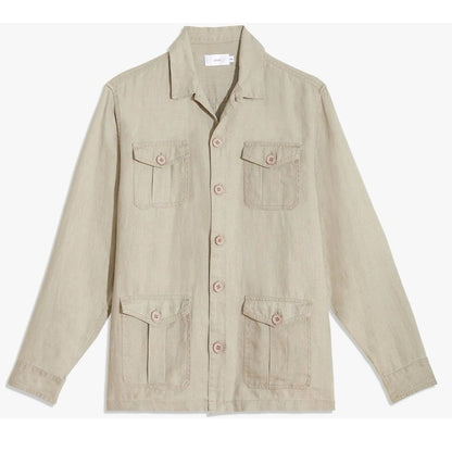 Onia Linen Safari Jacket Men Size Medium Missing a button Overshirt Greenish Tan