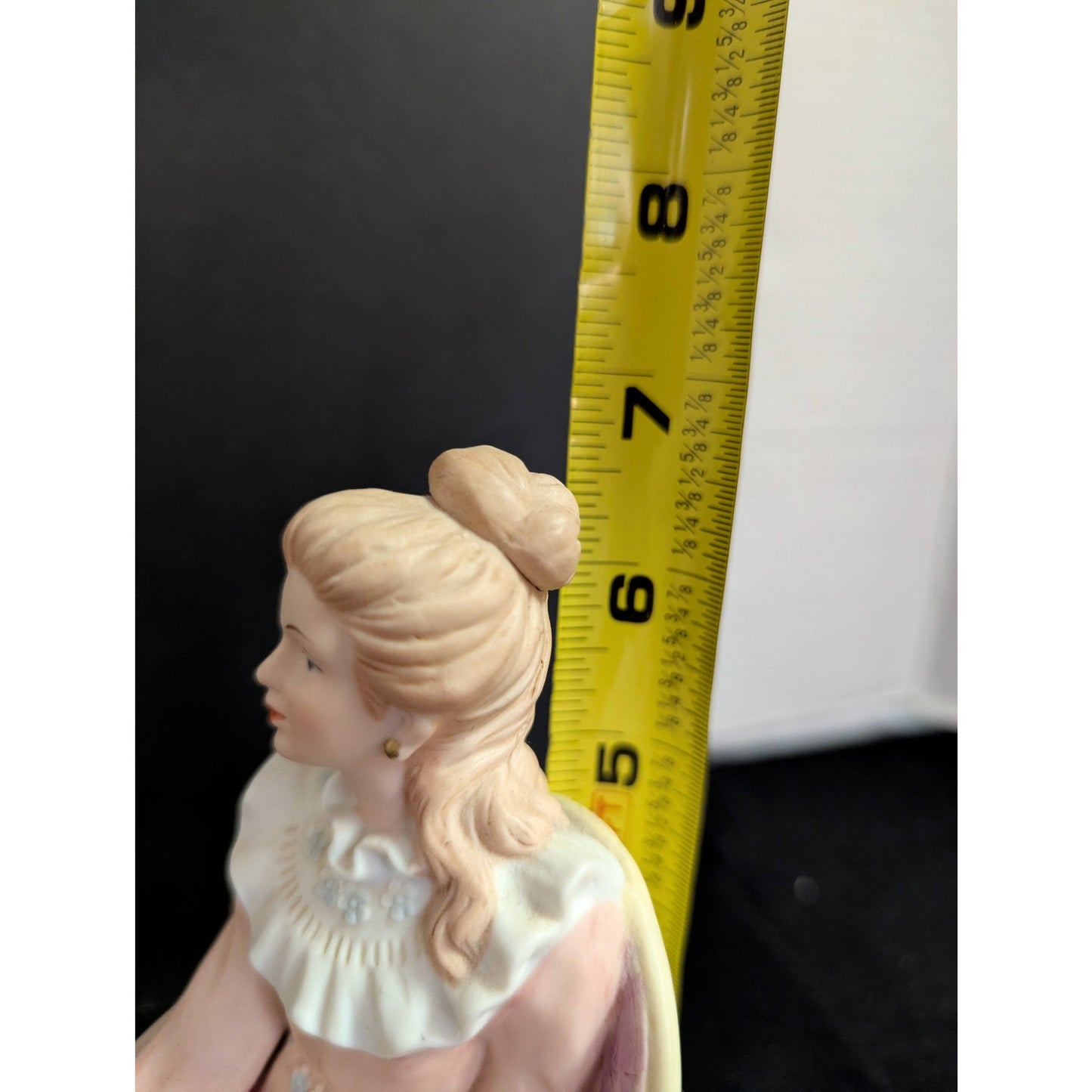 Vintage Bisque Porcelain Seated Victorian Lady Figurine with Hat