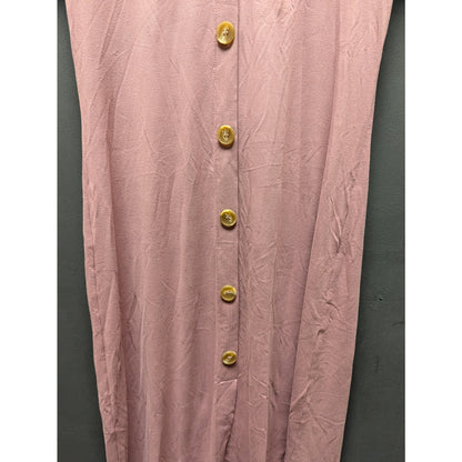 Love Fire Mauve Ribbed Button-Down Midi Dress Casual Airy Travel Summer