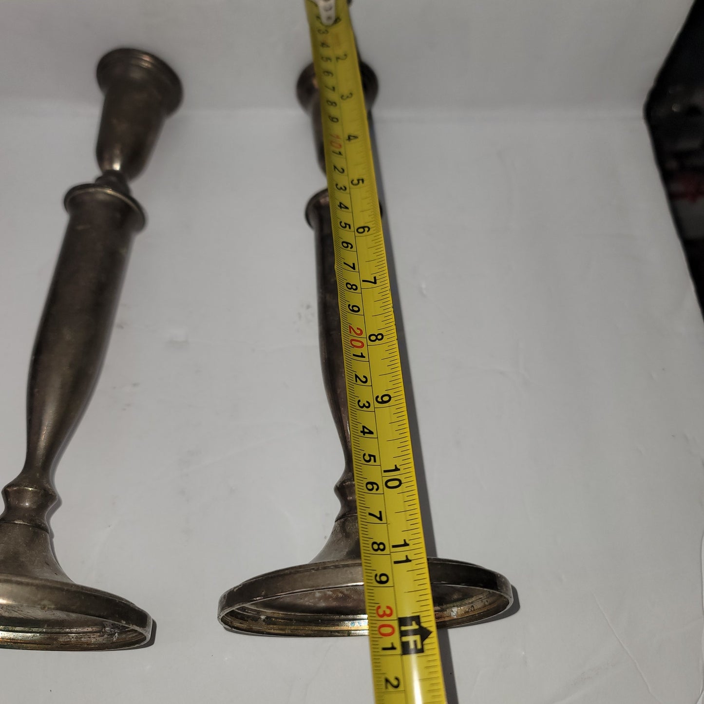 Pair tall candlesticks 11.6" tall silver plated matched set