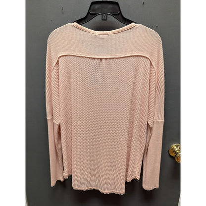gibsonlook Size Small thermal waffle knit long sleeve Pink Blouse Top shirt NEW