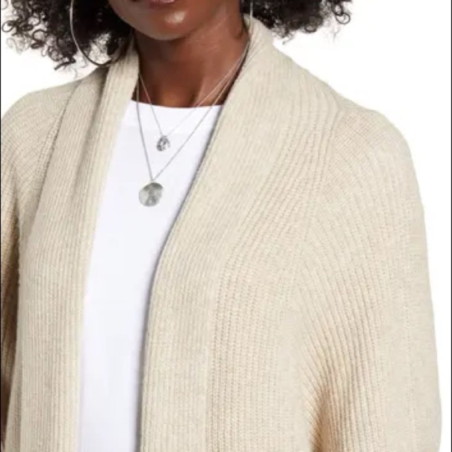Leith NEW Beige Dolman Sleeve Long Cardigan LARGE Open front cozy