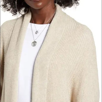 Leith NEW Beige Dolman Sleeve Long Cardigan LARGE Open front cozy