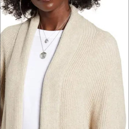Leith NEW Beige Dolman Sleeve Long Cardigan LARGE Open front cozy