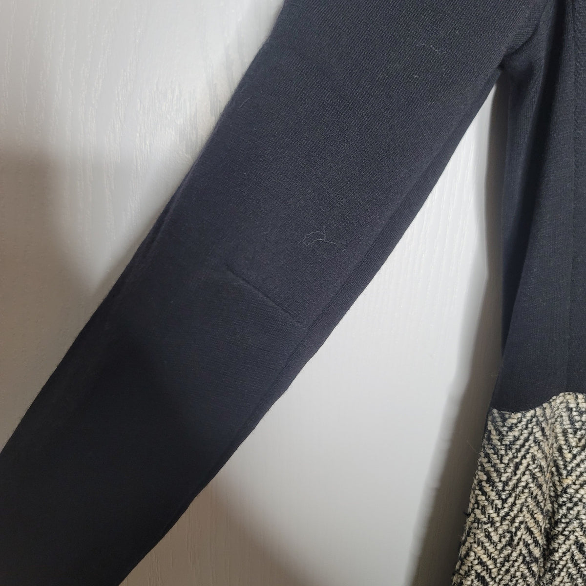 Vintage NO TAGS Heavy black tweed dress lined winter fall long sleeve 1 Pc. MED