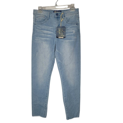 NEW Democracy High Rise Seamless Ankle Skimmer Distressed 6 Light Wash Jeans