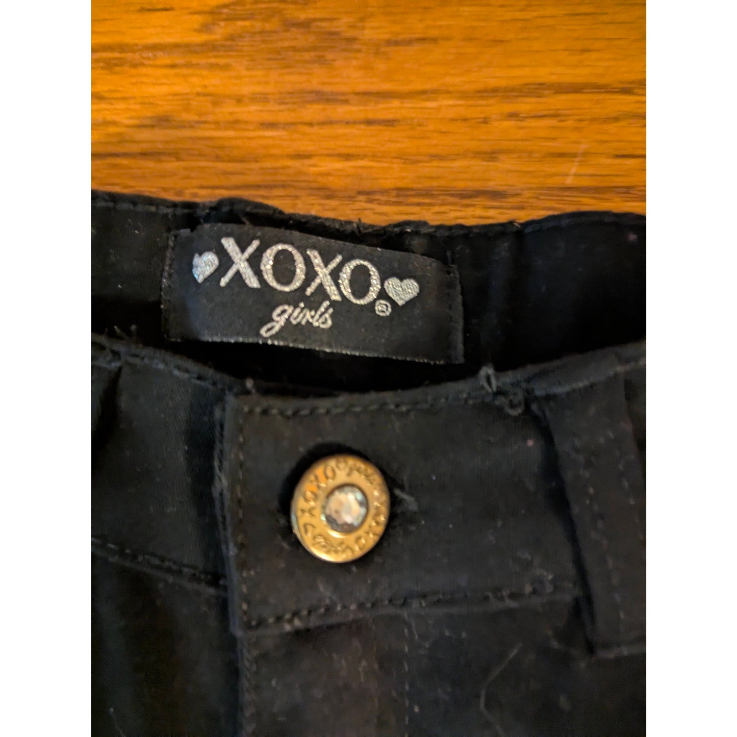 XOXO Girls Black Pants Size 14 NWT Lace Up Accent Rhinestone Pocket Y2K Vibe