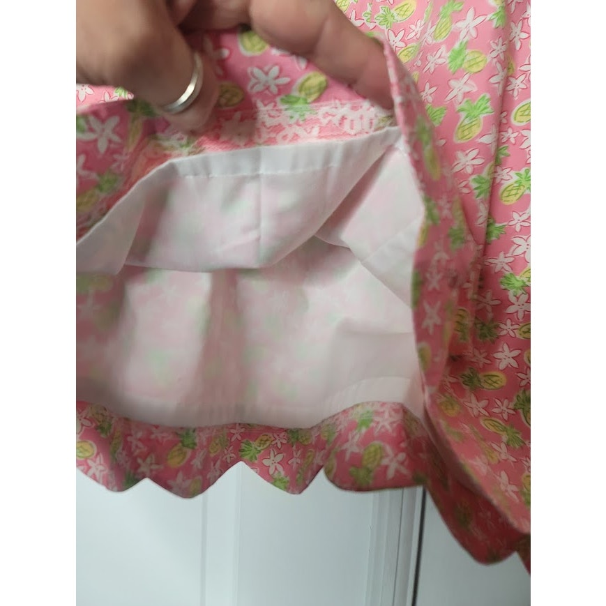 Lilly Pulitzer Pink pineapple WHITE LABEL lined skirt Size 14 Cotton scalloped