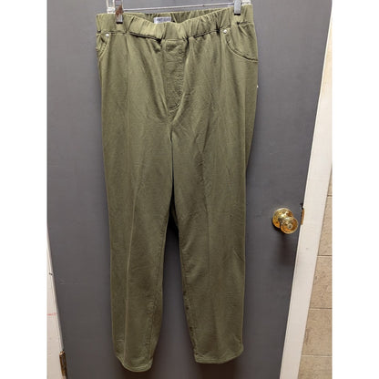Catherines Knit Jean Pull On Olive Green Pants Size 3X Plus NEW Casual Summer