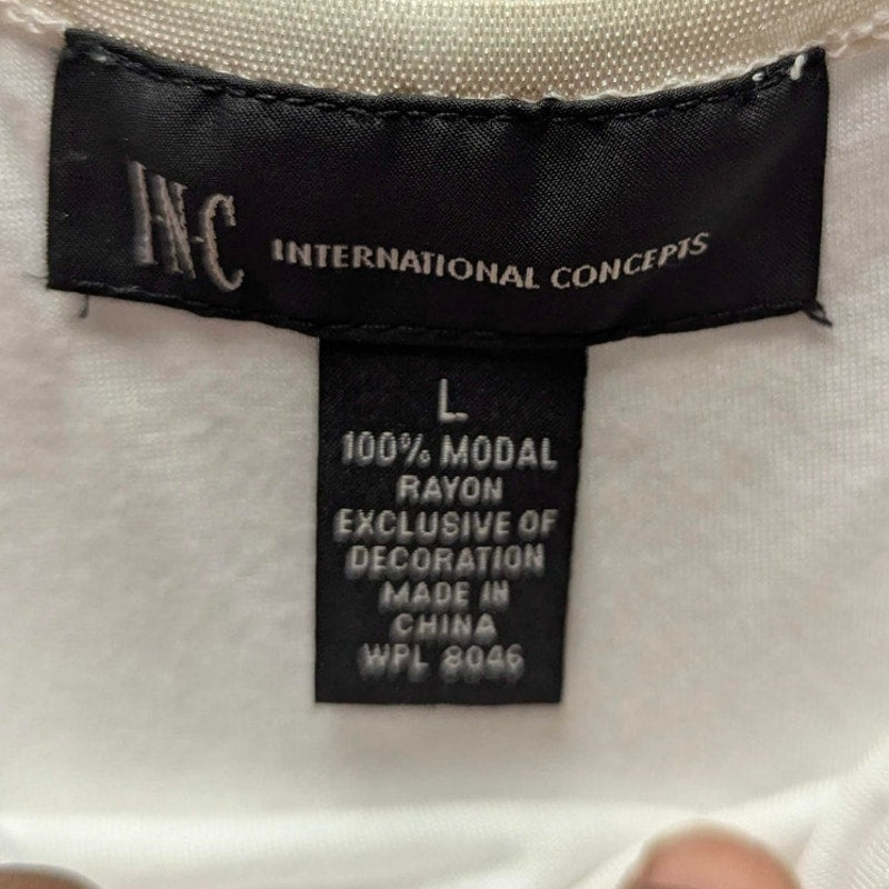 INC International Concepts Ivory Beaded Cami Modal Sleeveless Tank Top Y2K