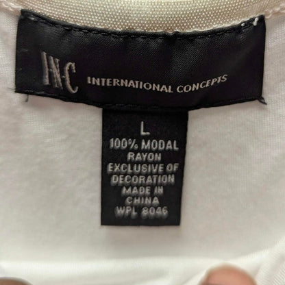 INC International Concepts Ivory Beaded Cami Modal Sleeveless Tank Top Y2K