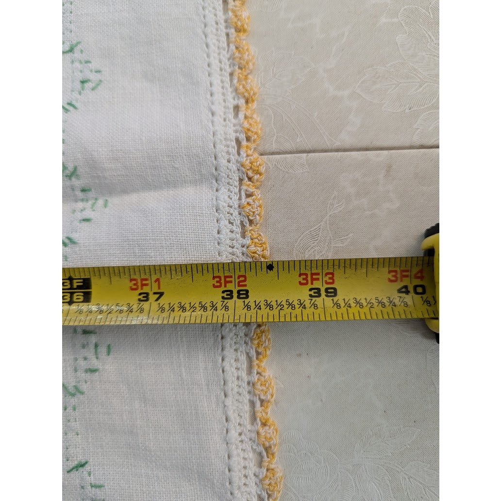 Vintage hand embroidered table runner with hand stiched edge Daisies Flowers
