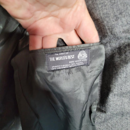 Christian Dior Vintage Wool 40L 2 pc. Suit Jacket Pants Grey Cuffed Pleated