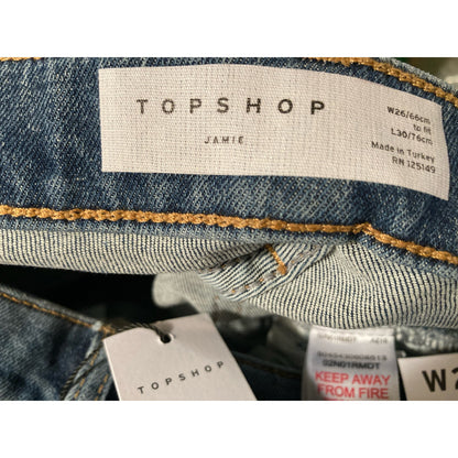 Topshop Women's Jamie Jeans Size 4 W26 L30 NEW High Waisted Skinny Raw Hem