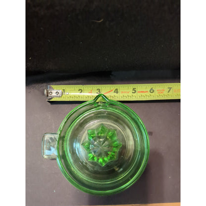Vintage Federal Glass Green Uranium Juice Reamer with Tab Handle Kitchenware