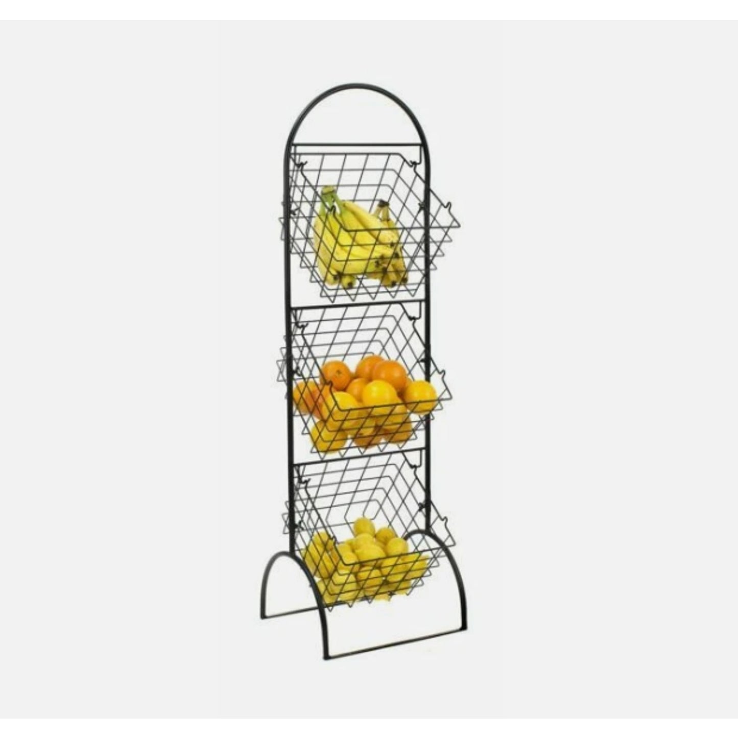 Sorbus 3-tiered metal shopping basket Fruit Vegetables Stand Whatnot Holder NEW