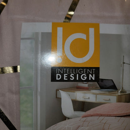 Intelligent Design Khloe Metallic Printed Set QUEEN Pink Gold comforter shams