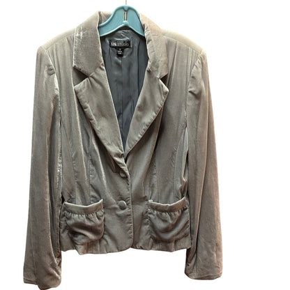 i.n. Studio Gray Crushed Velvet Blazer Whimsigoth Coquette Ruched Holiday Jacket