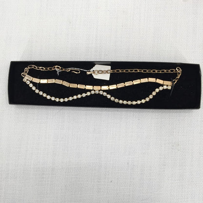 Vintage Necklace Matching Clip On Earring Gold Crystal Choker Style Reticulated