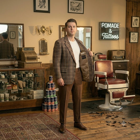Vintage Bespoke Plaid Wool Blazer Sport Coat Brown Tan Red Checked Rockabilly